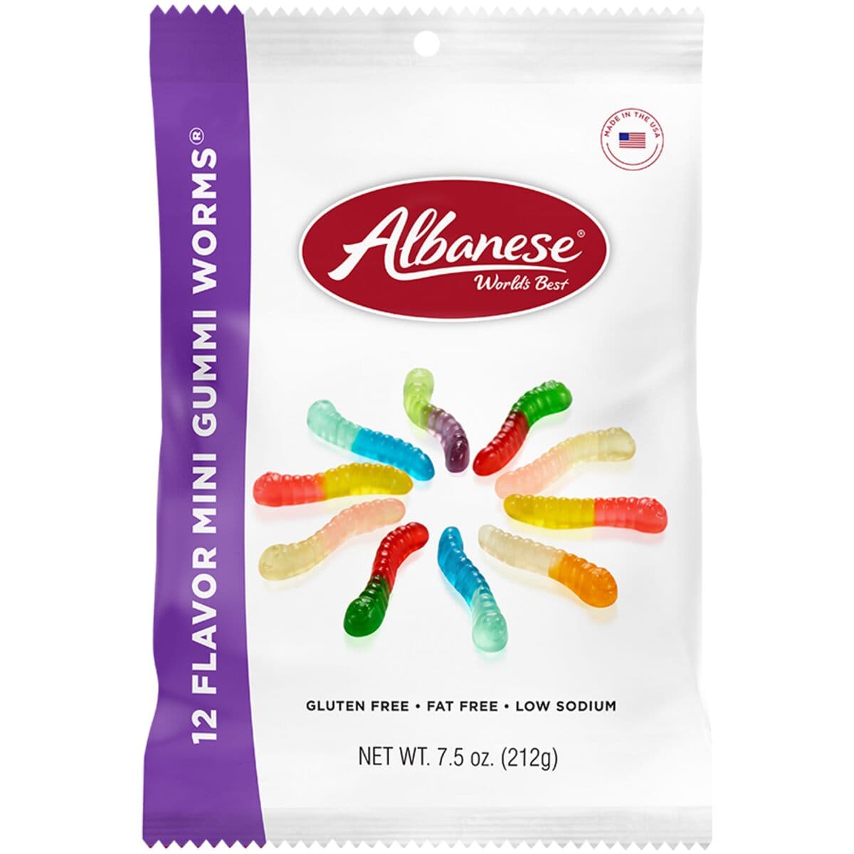 ALBANESE CANDY 7.5OZ 12 FLAVOR MINI GUMMY WORMS