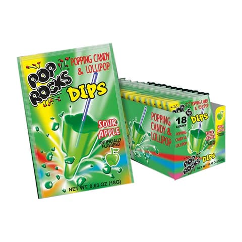 POP ROCK DIPS 18CT SOUR APPLE