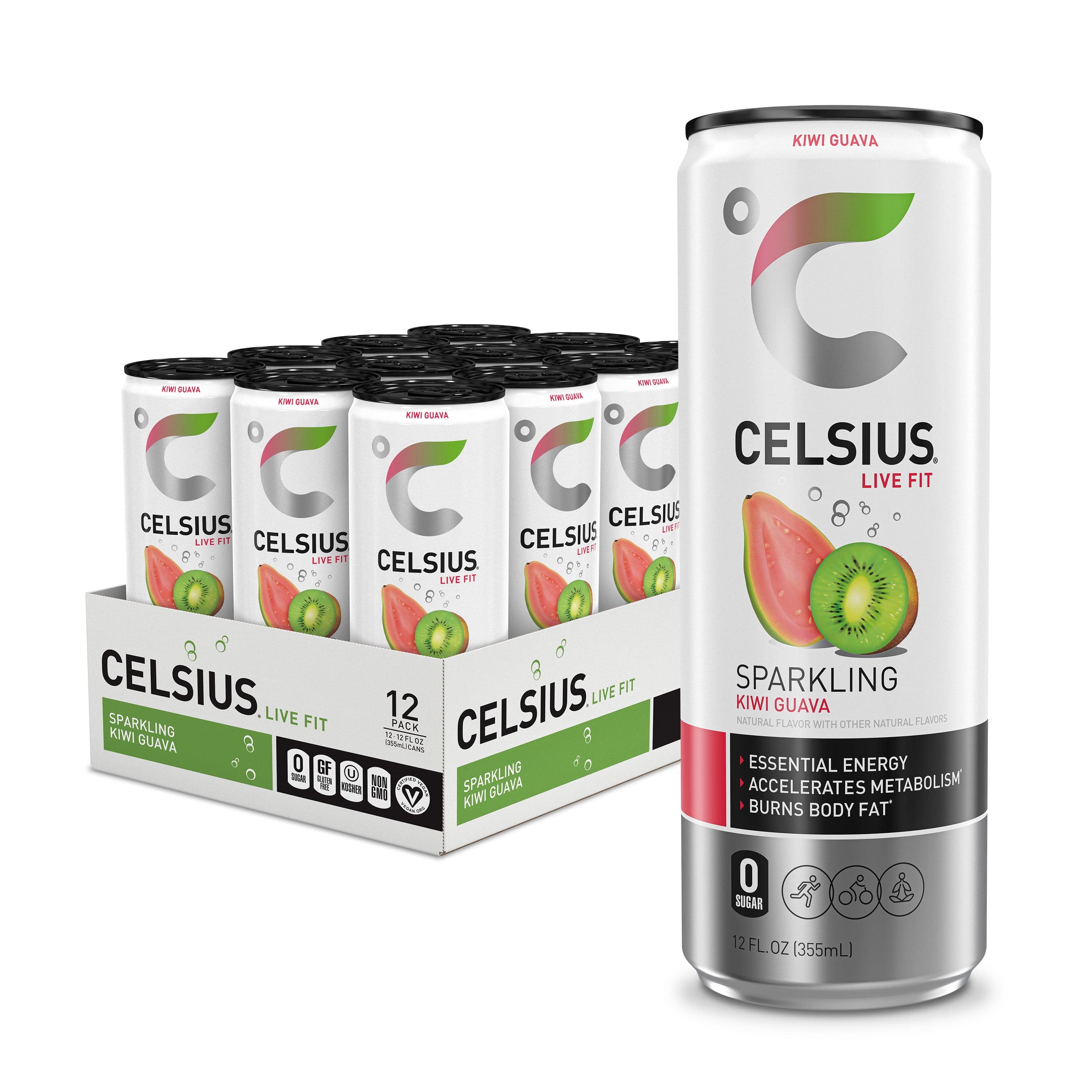 CELSIUS 12OZ 12CT KIWI GUAVA