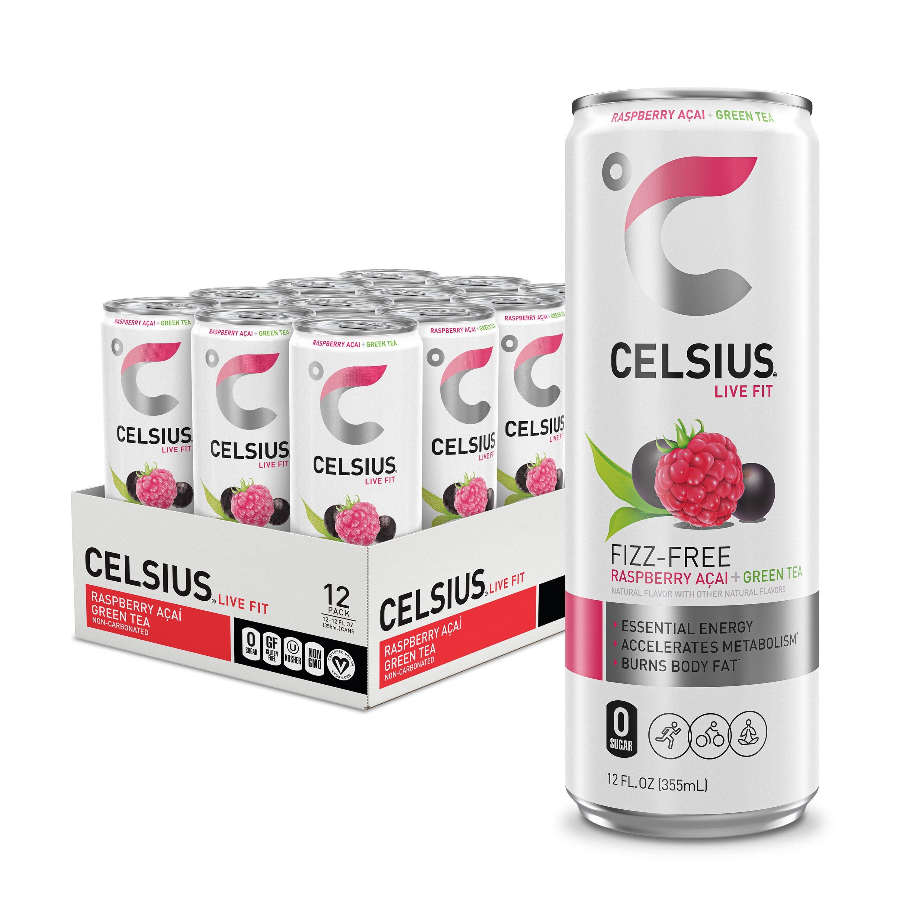 CELSIUS 12OZ 12CT RAZ ACAI GREEN
