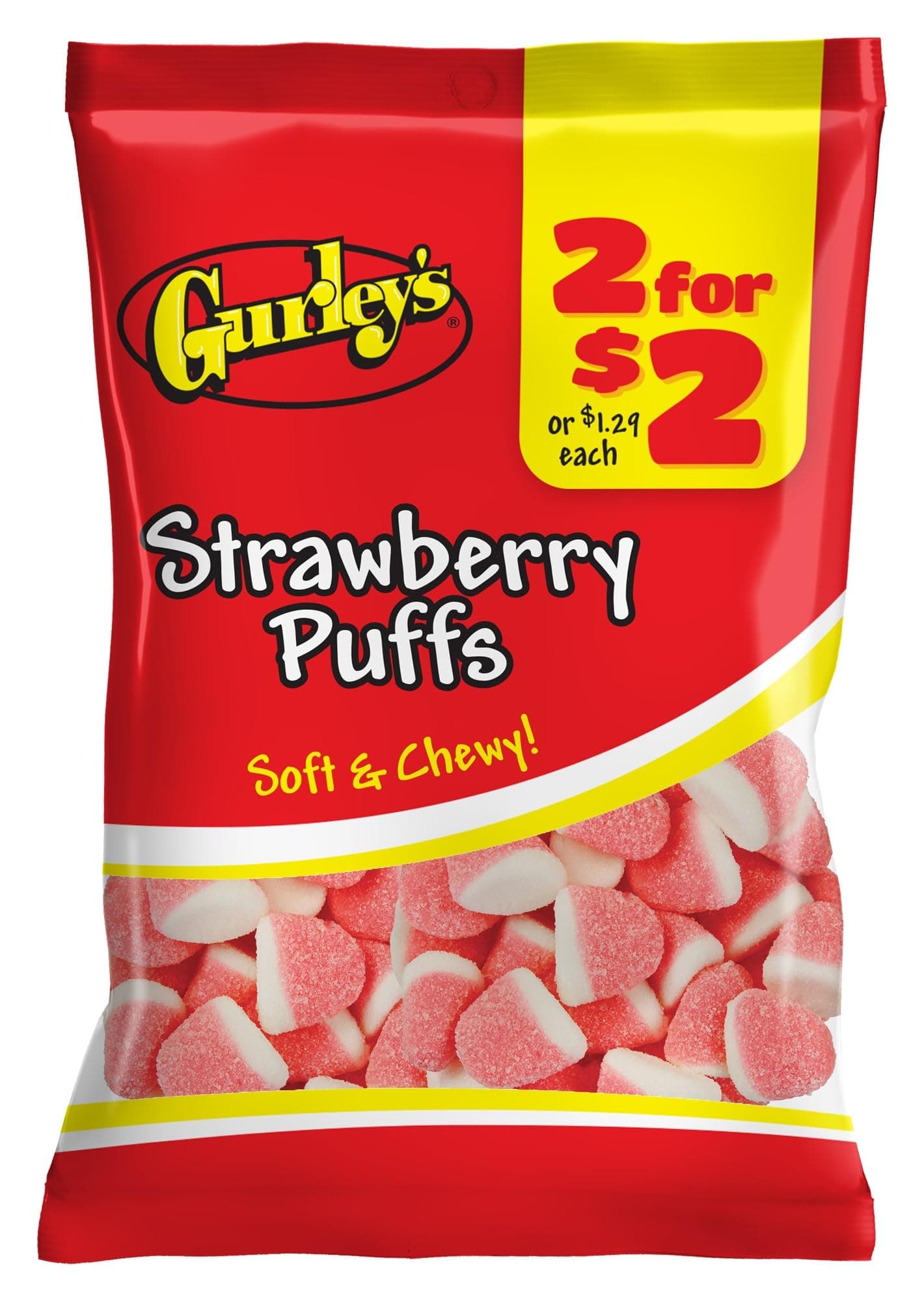 GURLEYS CANDY 1 BAG STRAWBERRY PUFF
