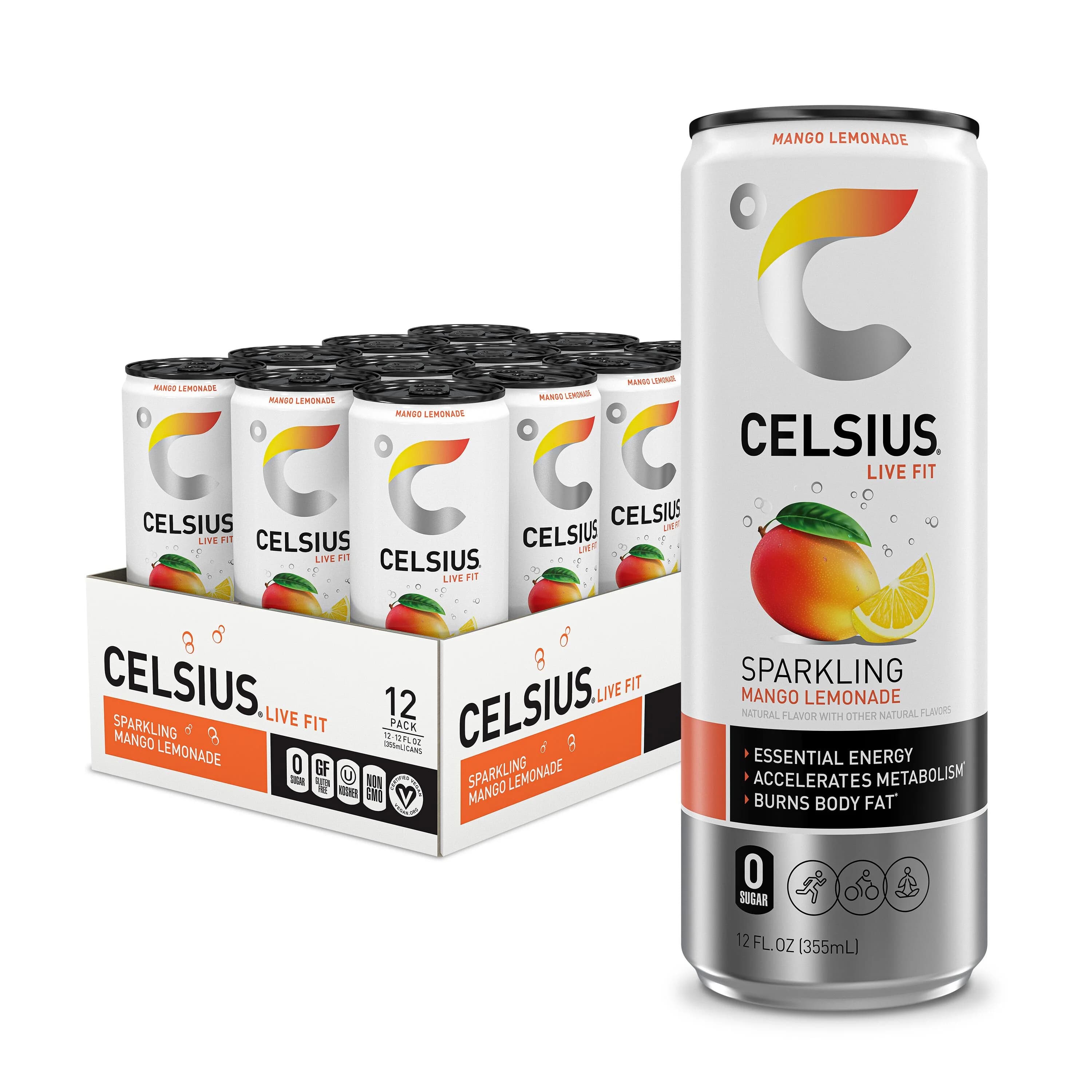 CELSIUS 12OZ 12CT MANGO LEMONADE