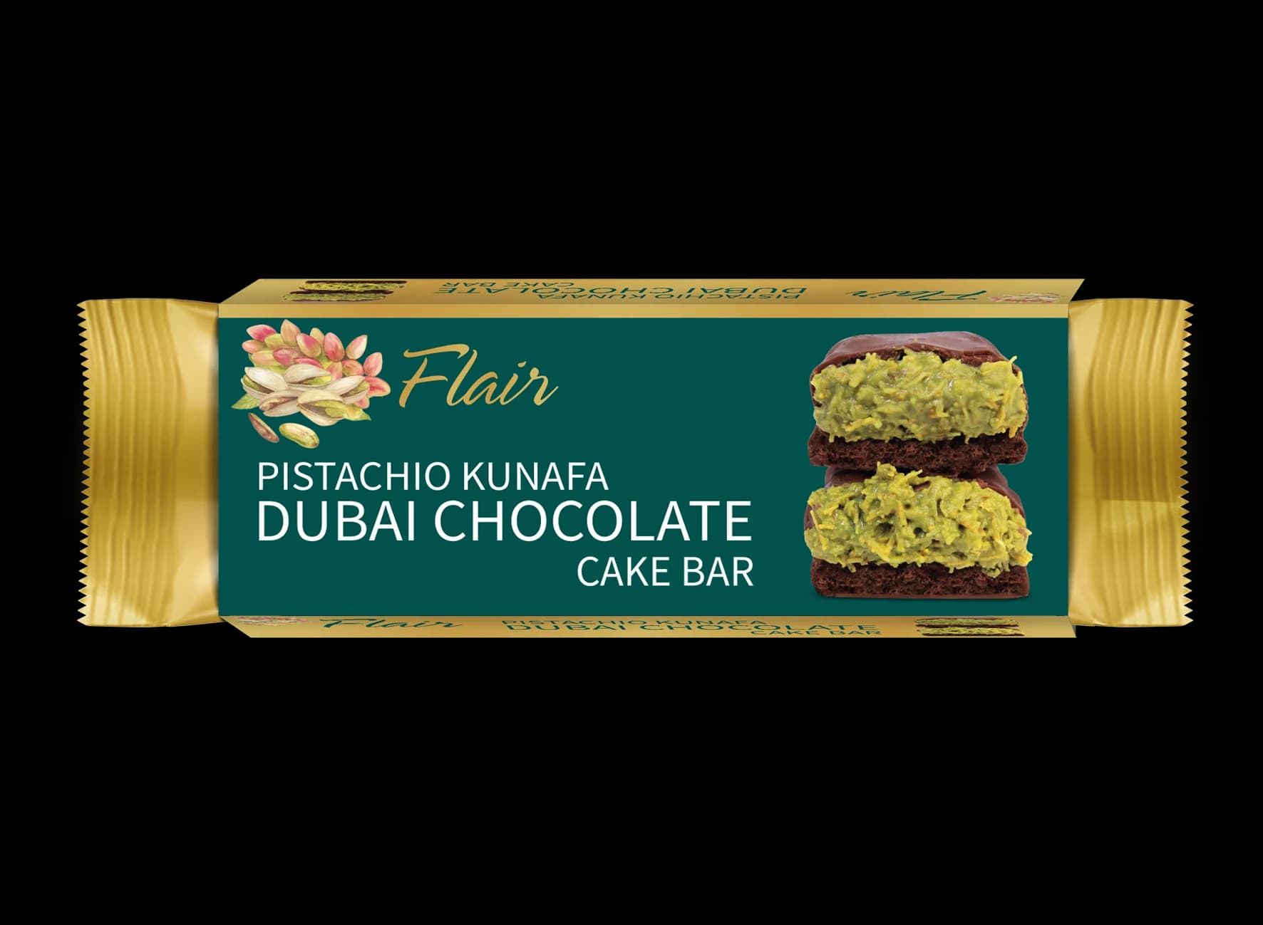 FLAIR PISTACHIO KUNAFA DUBAI CHOCOLATE CAKE BAR 20PK/28G (NO RETURN)