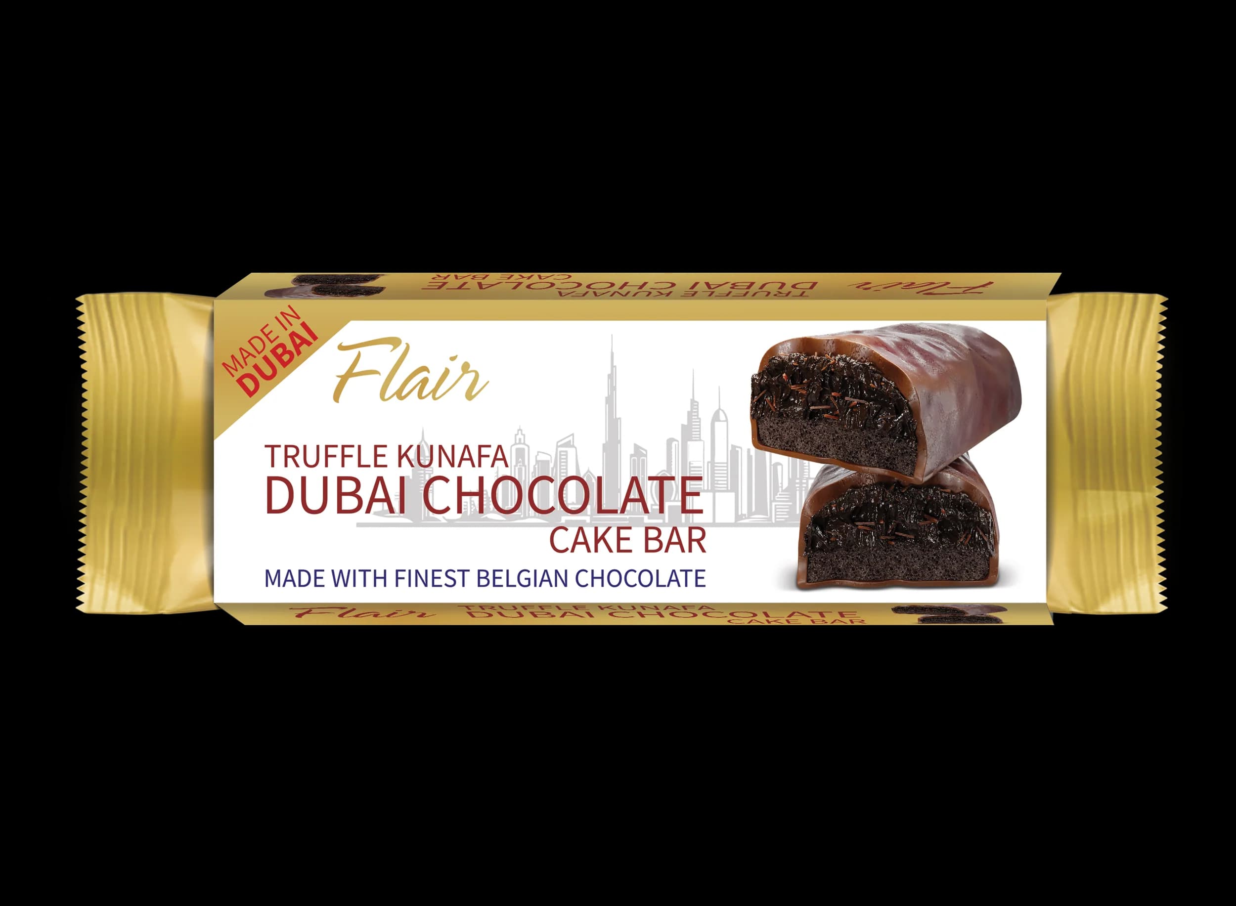 FLAIR TRUFFLE KUNAFA DUBAI WITH BELGIAN CHOCOLATE CAKE BAR 12PK/40G (NO RETURN)