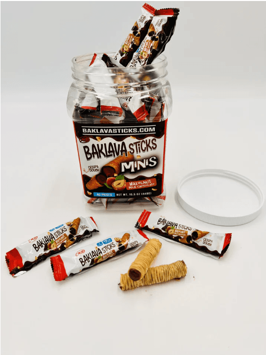 BAKLAVA STICKS MINI 15.2OZ 40CT JAR HAZELNUT