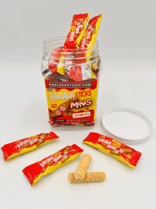 BAKLAVA STICKS MINI 15.2OZ 40CT JAR STRAWBERRY