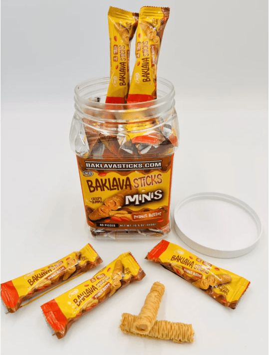 BAKLAVA STICKS MINI 15.2OZ 40CT JAR PEANUT BUTTER