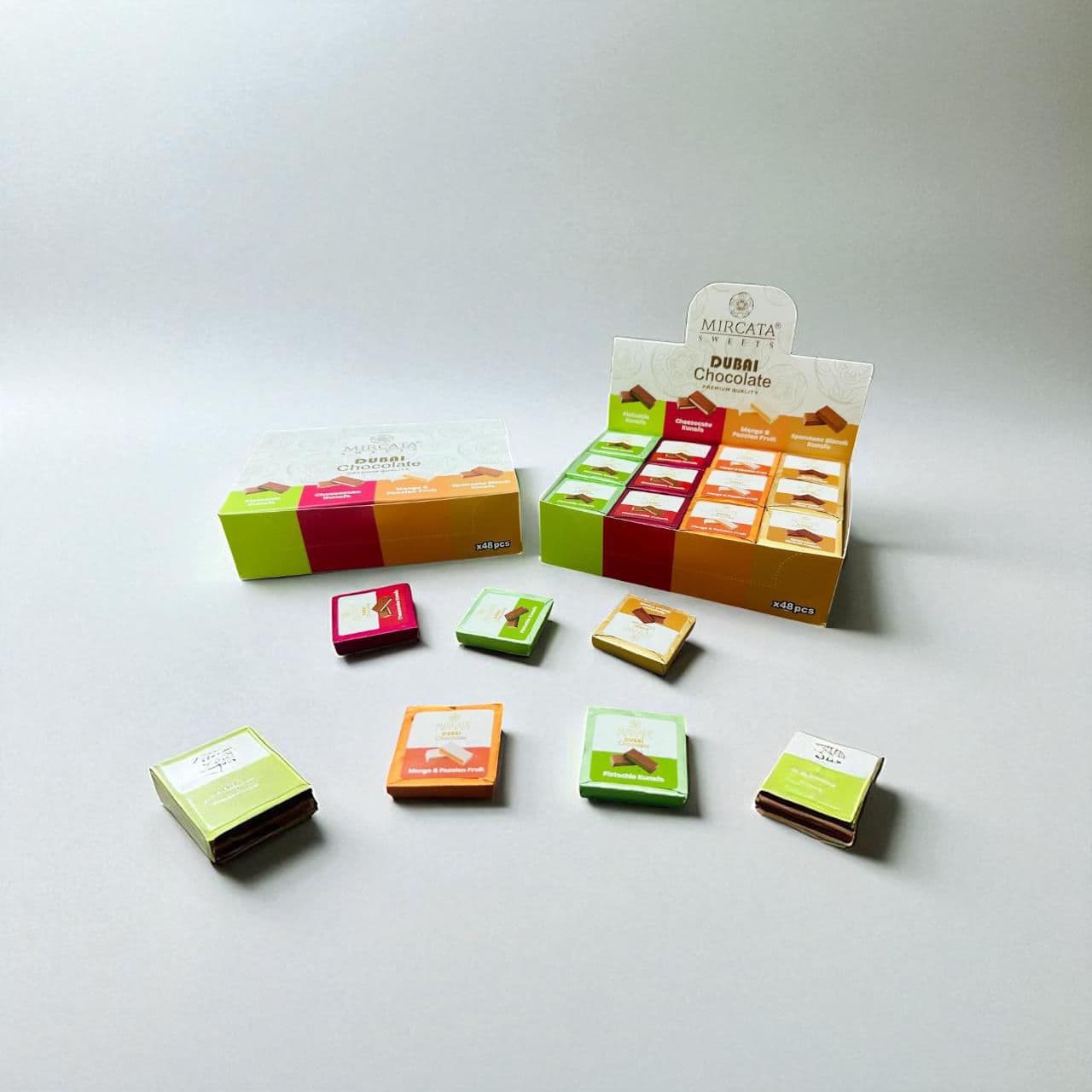 DUBAI CHOCOLATE MIRCATA ASSORTED 20GMS 48PCS/BOX (NO RETURN)