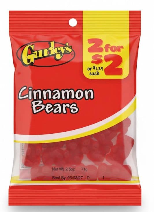 GURLEYS CANDY 1 BAG GUMMY CINNAMON BEARS