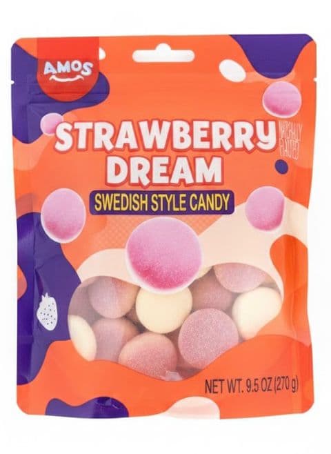 AMOS SWEDISH STYLE FIZZY 9.5OZ 1CT STRAWBERRY DREAM