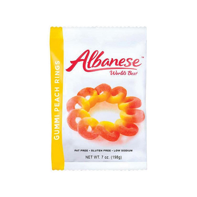 ALBANESE CANDY 7 OZ GUMMY PEACH RINGS