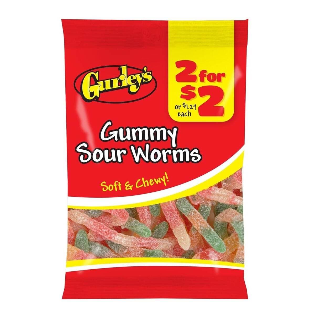 GURLEYS CANDY 1 BAG GUMMY SOUR WORMS