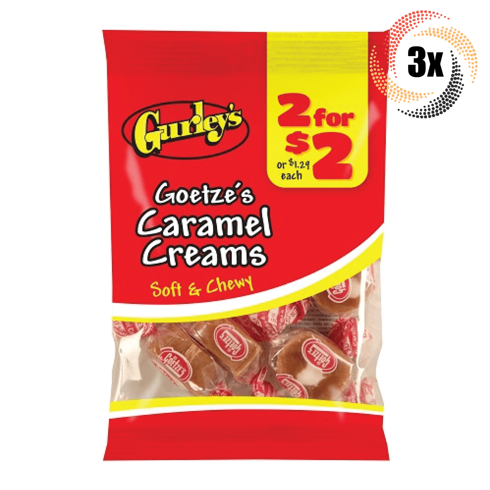 GURLEYS CANDY 1 BAG GOETZE'S CARAMEL CREAMS