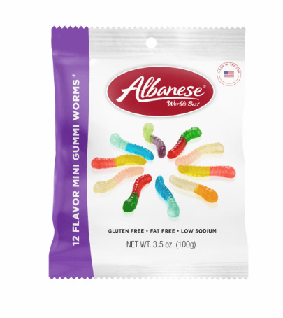 ALBANESE CANDY 3.5OZ 12 FLAVOR GUMMI WORMS