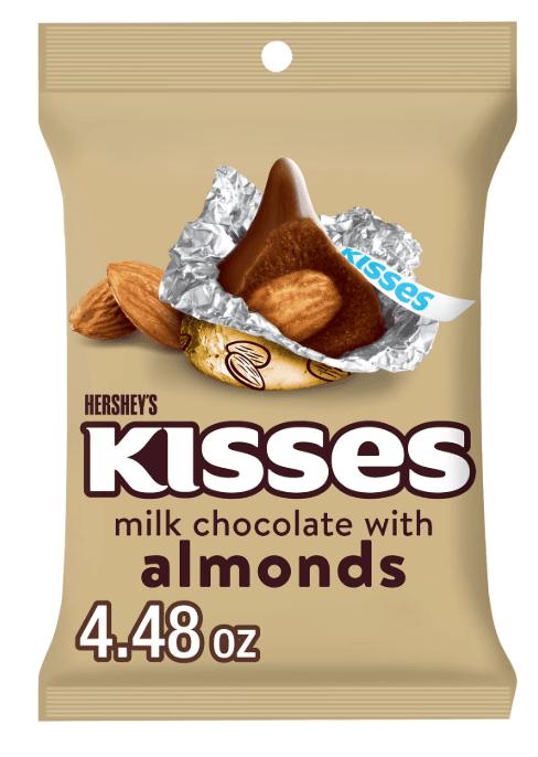HERSHEY 1/4.48OZ KISSES MILK CHOCOLATE WITH ALMONDS