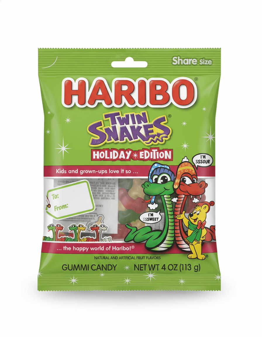 HARIBO PEG BAG 4.5OZ TWIN SNAKES HOLIDAY EDITION